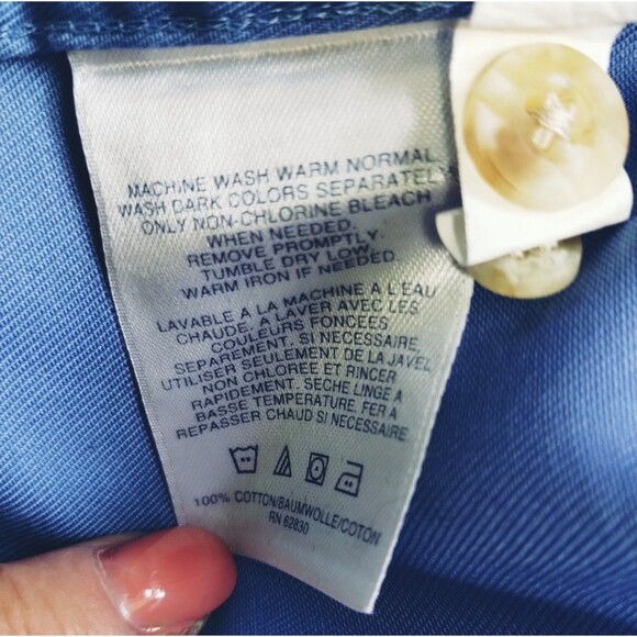 Lands' End Shirt Men's M Button Up Down Long Sleeve Pocket Blue Career Basic - Picture 8 of 11